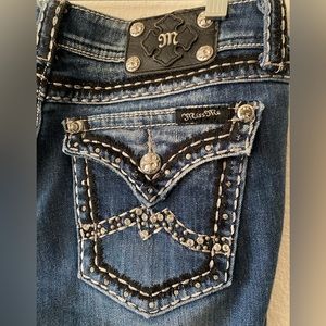 MISS ME. Dark wash skinny bling jeans. Size 30